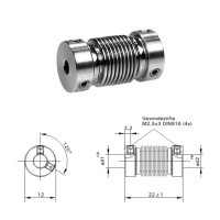 Balgkupplung BK1222-BS - 2mm/4mm