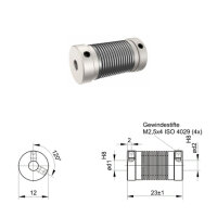 Nickelbalgkupplung BK1223-NS - 2mm/2mm