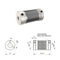 Nickelbalgkupplung BK1730-NS - 4mm/5mm