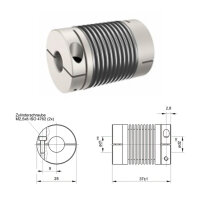 Nickelbalgkupplung BK2537-NK - 6mm/6mm