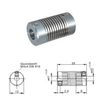 Federkupplung FK1225-ZS - 3mm/3mm