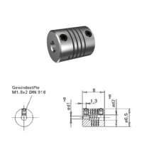 Wendelkupplung WK6508-AS - 1mm/1.5mm