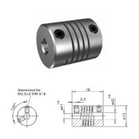 Wendelkupplung WK1218-AS - 2mm/4mm