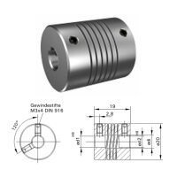 Wendelkupplung WK2019-AS - 6mm/6mm