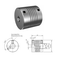 Wendelkupplung WK2524-AS mit Sonderbohrung