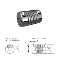 Wendelkupplung WK1421-AK - 2mm/2mm